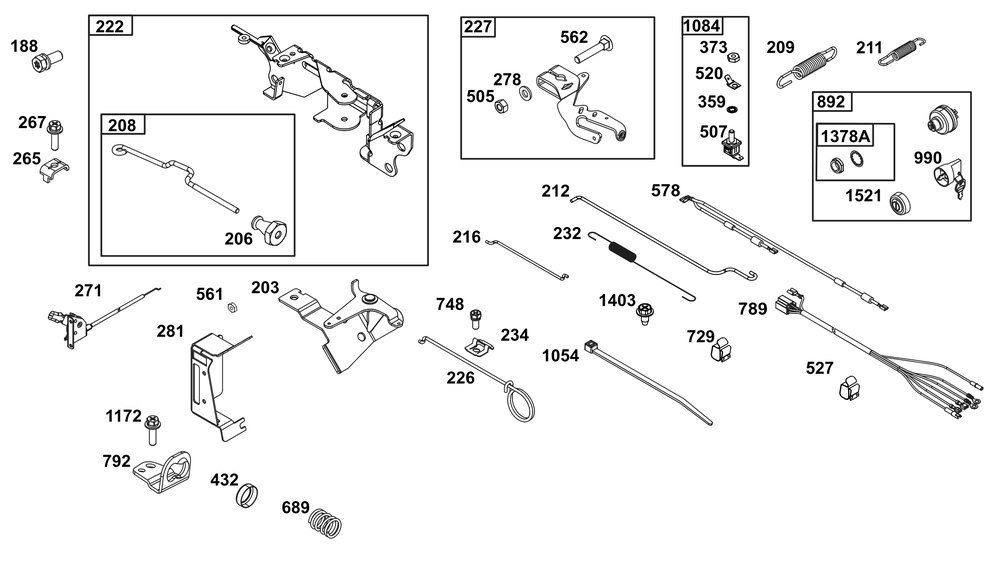 Controls Group Diagram and Parts List for 305447-0339-B5 200000 - 399999 Briggs and Stratton Engine